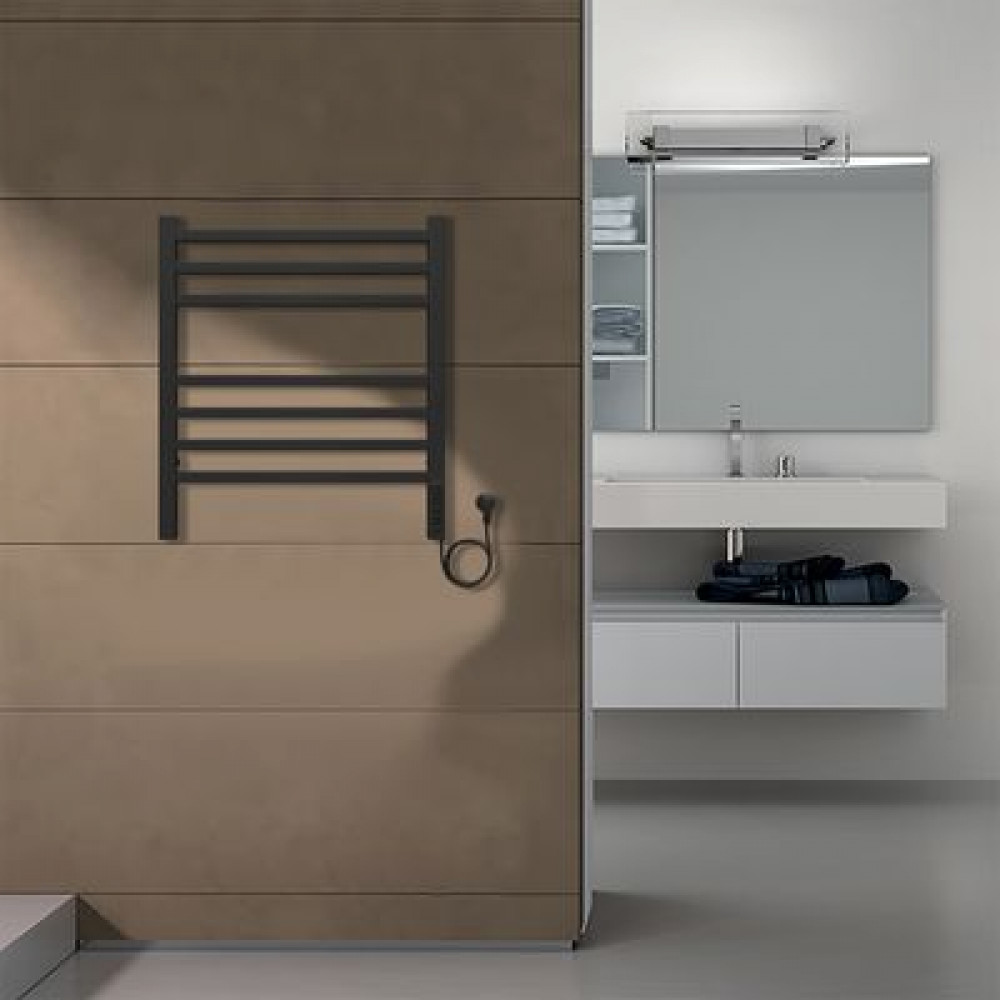 Полотенцесушитель электрический AZARIO ANCONA 500/600 квадрат, 7 секций, диммер справа, черный (AZ71856B)