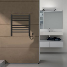 Полотенцесушитель электрический AZARIO ANCONA 500/600 квадрат, 7 секций, диммер справа, черный (AZ71856B)