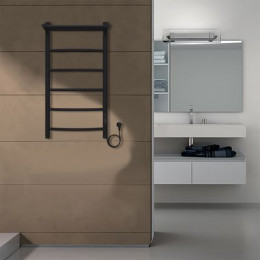 Полотенцесушитель электрический AZARIO VERONA 400/800 5 секций, с полкой, диммер справа, черный (AZ04848PB)