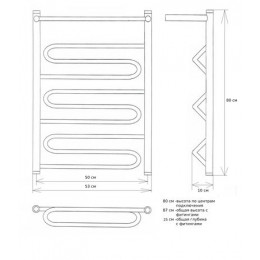 Полотенцесушитель водяной ДВИН FW лесенка 80/50 с полкой , полированный (4627086025589)