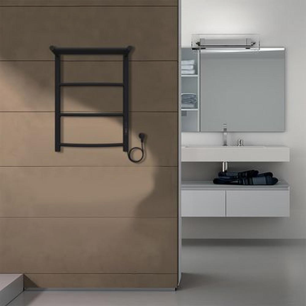 Полотенцесушитель электрический AZARIO VERONA 400/600 3 секции, с полкой, диммер справа, черный (AZ04846PB)