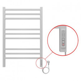 Полотенцесушитель электрический AZARIO ANCONA 500/800 квадрат, 9 секций, диммер справа, белый (AZ71858W)