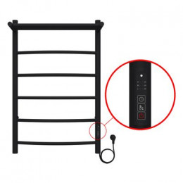 Полотенцесушитель электрический AZARIO VERONA 500/800 5 секций, с полкой, диммер справа, черный (AZ04858PB)