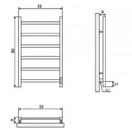 Полотенцесушитель электрический ДВИН J plaza neo 80/50 К диммер, квадрат, полированный (4656759179069)