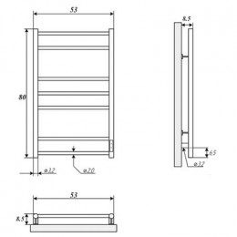Полотенцесушитель электрический ДВИН L neo 80/50 К, диммер, полированный (4656759179151)