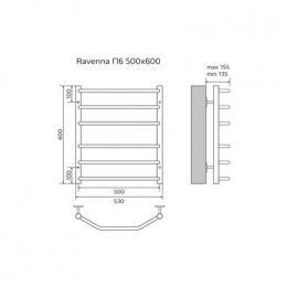 Полотенцесушитель водяной AZARIO RAVENNA 500/600 6 секций, нижнее/диагональное подключение, 1/2", хром (AZ07156)
