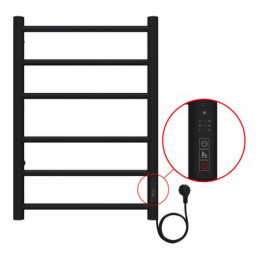 Полотенцесушитель электрический AZARIO PARMA 400/600 6 секций, диммер справа, черный (AZ10846B)
