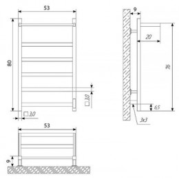 Полотенцесушитель электрический Двин Fj Plaza Neo 80/50 квадрат, с полкой, полированный (4657771770142)