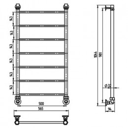 Полотенцесушитель dодяной ДВИН J 100/50 1"-½" К1 полированный (4627085975489)