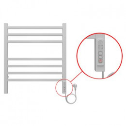 Полотенцесушитель электрический AZARIO ANCONA 500/600 квадрат, 7 секций, диммер справа, белый (AZ71856W)