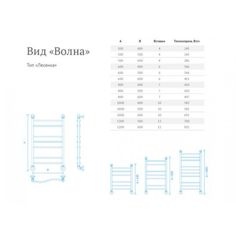 Полотенцесушитель водяной Маргроид "Волна" Лесенка 60х50 (комплект), хром