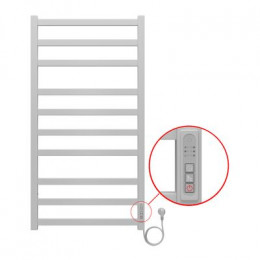 Полотенцесушитель электрический AZARIO PALERMO 500/1000 квадрат, 10 секций, диммер справа, белый (AZ83850W)