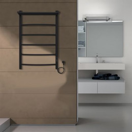 Полотенцесушитель электрический AZARIO VERONA 500/800 5 секций, с полкой, диммер справа, черный (AZ04858PB)