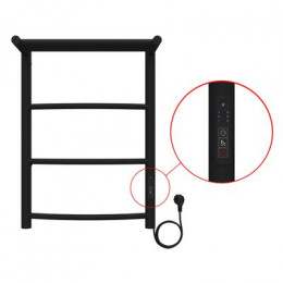 Полотенцесушитель электрический AZARIO VERONA 400/600 3 секции, с полкой, диммер справа, черный (AZ04846PB)