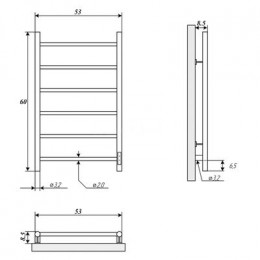 Полотенцесушитель электрический ДВИН J neo 60/50 1"-1/2" К диммер, полированный (4656759179311)