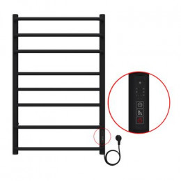 Полотенцесушитель электрический AZARIO MILAN 500/800 8 секций, диммер справа, черный (AZ90858B)