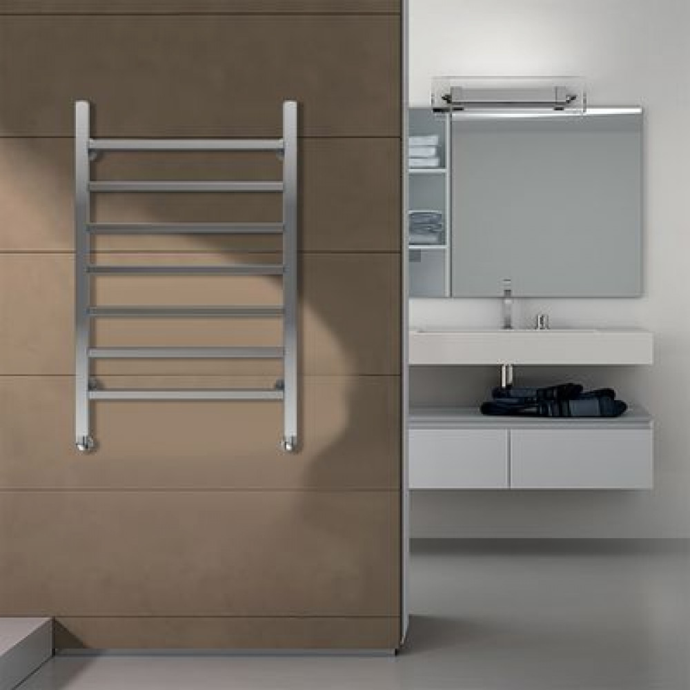 Полотенцесушитель водяной AZARIO ANCONA 500/800 квадрат, 7 секций, нижнее/диагональное подключение, 1/2", хром (AZ75558)