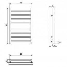 Полотенцесушитель Электрический ДВИН L plaza neo 80/40 К диммер, квадрат, полированный (4656759178802)