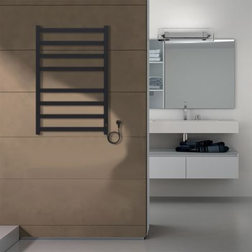 Полотенцесушитель электрический AZARIO PALERMO 500/800 квадрат, 8 секций, диммер справа, черный (AZ83858B)