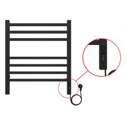 Полотенцесушитель электрический AZARIO ANCONA 500/600 квадрат, 7 секций, диммер справа, черный (AZ71856B)