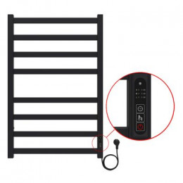 Полотенцесушитель электрический AZARIO PALERMO 500/800 квадрат, 8 секций, диммер справа, черный (AZ83858B)