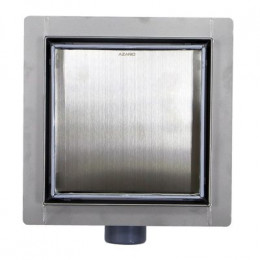 Трап для душа AZARIO 150х150 металлический, поворотный сифон 360°, решетка "под плитку", горизонтальный выпуск (AZZ3TILE150)