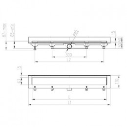 Душевой лоток AZARIO D40 Klasik 650 мм пристенный, боковой слив, пластиковый, с черной решеткой (AZ-CH 650 KC2)