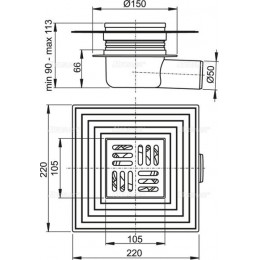 Душевой трап Alcadrain с решеткой хром (APV26C)