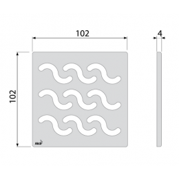 Решетка для душевого трапа Alcadrain дизайнерская 102 × 102 × 5 латунь – хром (MPV002)