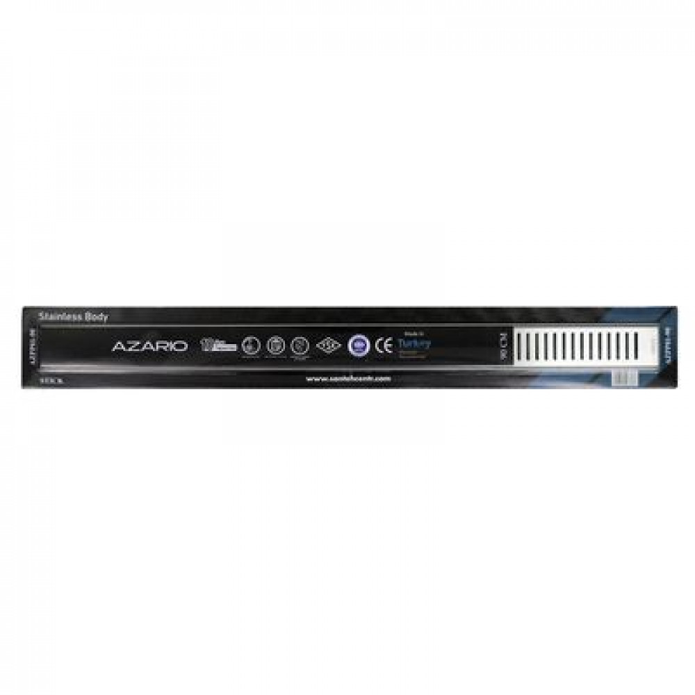 Душевой лоток AZARIO STICK 900 мм, боковой слив D50, нержавеющая сталь, перфорированная решетка (AZPP01-90 Stick)
