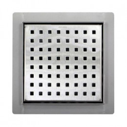Трап для душа AZARIO 150х150 цельнометаллический, перфорированная решетка, горизонтальный выпуск (AZZ1150)