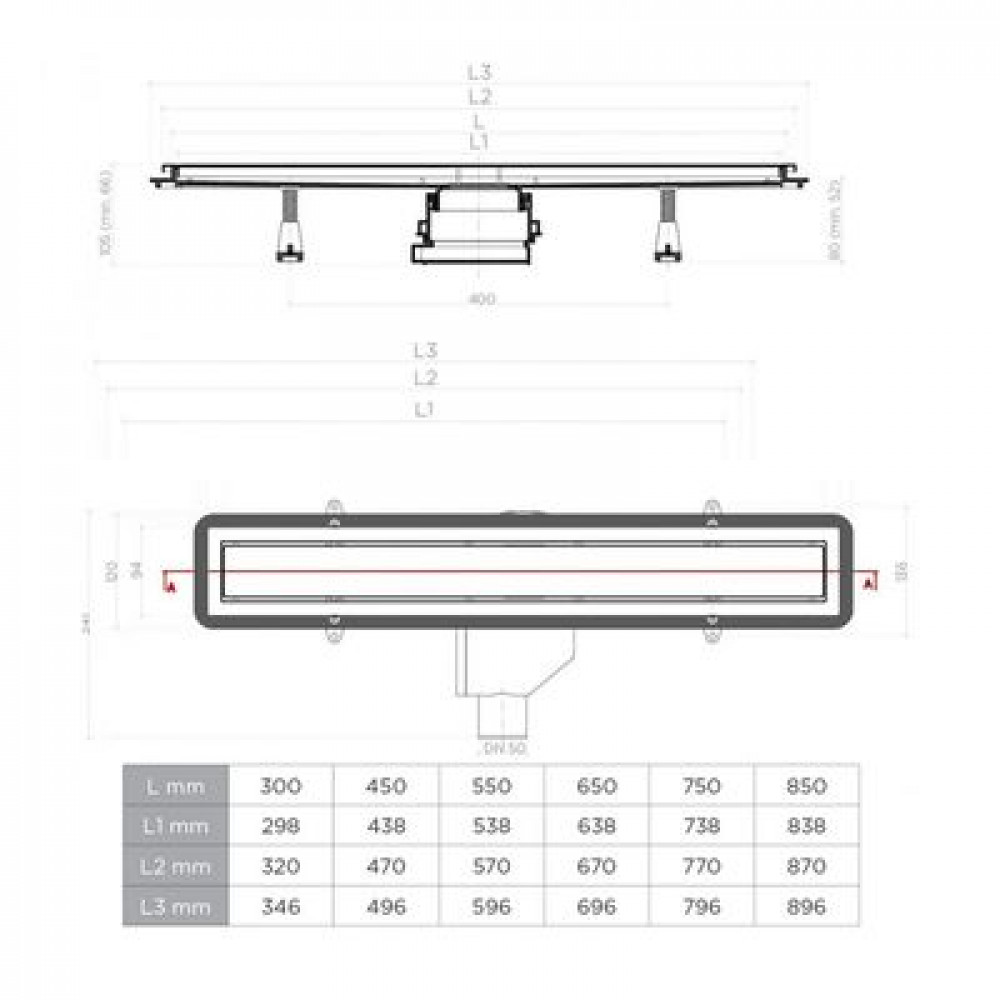 Душевой лоток Pestan Confluo Premium Black Glass Line 850	 (13000295)