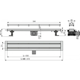 Душевой лоток Alcadrain Fit&Go 550 с двухсторонней решеткой хром (AG071401550)