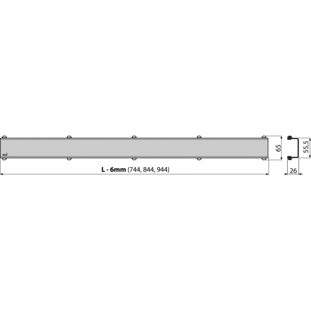 Решетка для желоба Alca Plast, нержавеющая сталь, глянец (SPACE-750L)