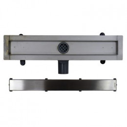 Душевой лоток AZARIO CERAMIC 400 мм, боковой слив D50, нержавеющая сталь, двухсторонняя решетка с возможностью монтажа "под плитку" (AZPP01-40 Ceramic)