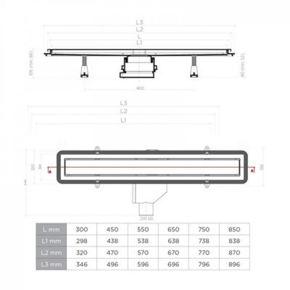 Душевой лоток Pestan Confluo Premium Black Glass Line 550	 (13000292)