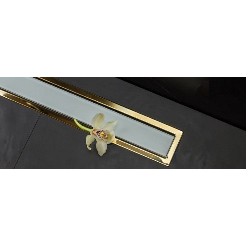 Душевой лоток Pestan Confluo Premium Line 550 White Glass Gold, 12*55 см, золото/белый (13100121)
