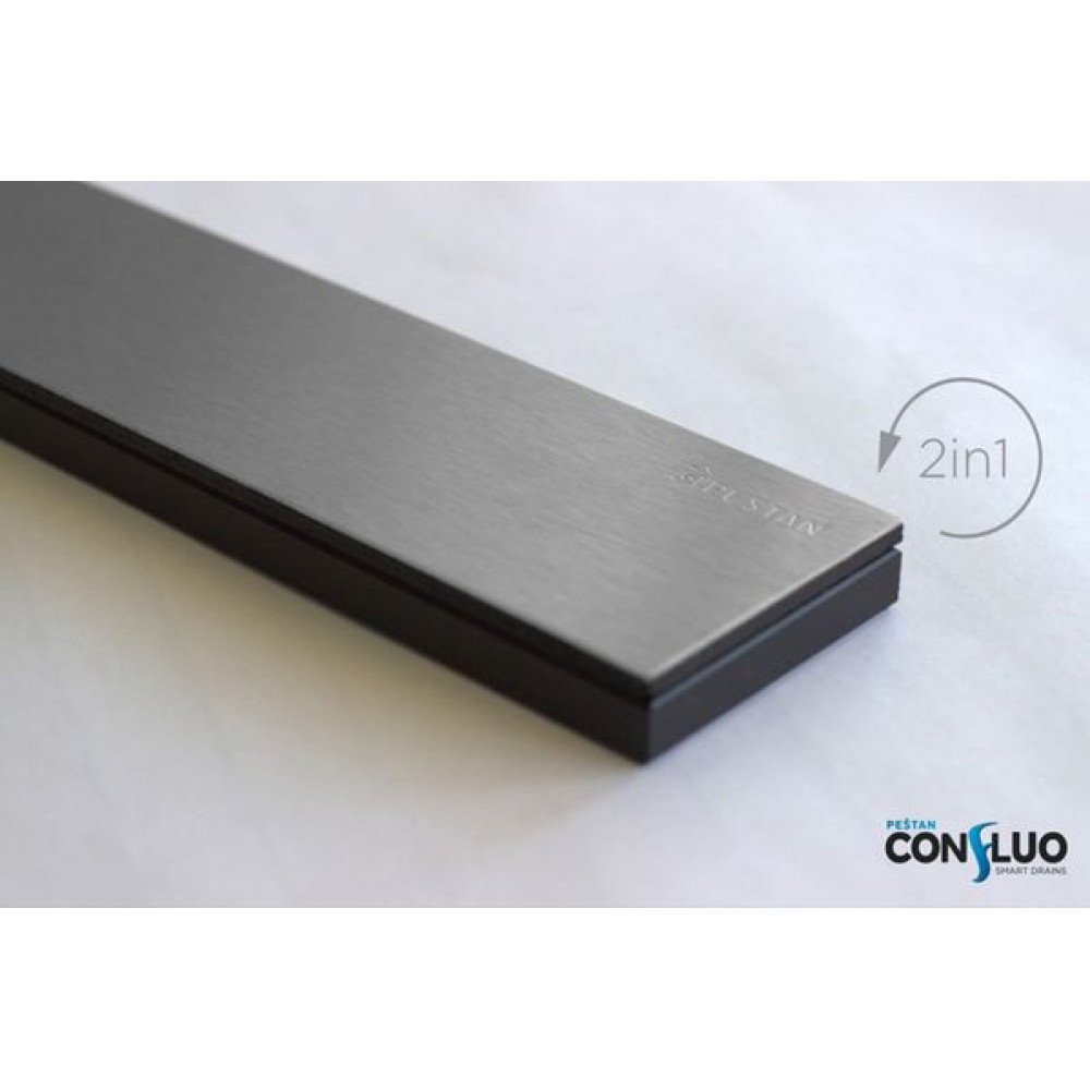 Душевой лоток Pestan Confluo Premium Gold Black Glass Line, 30*12 cм, черный/золото (13100094)