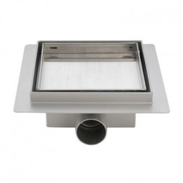 Трап для душа AZARIO 150х150 цельнометаллический, решетка "под плитку", горизонтальный выпуск (AZZ1TILE150)