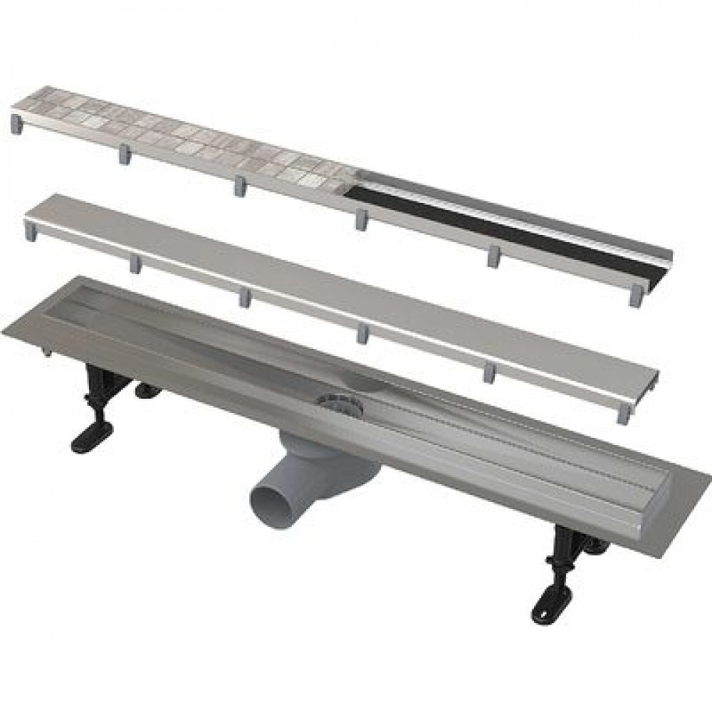 Душевой лоток Alcadrain Fit and Go с решеткой полая под плитку, Хром (APZ13-DOUBLE9-650)