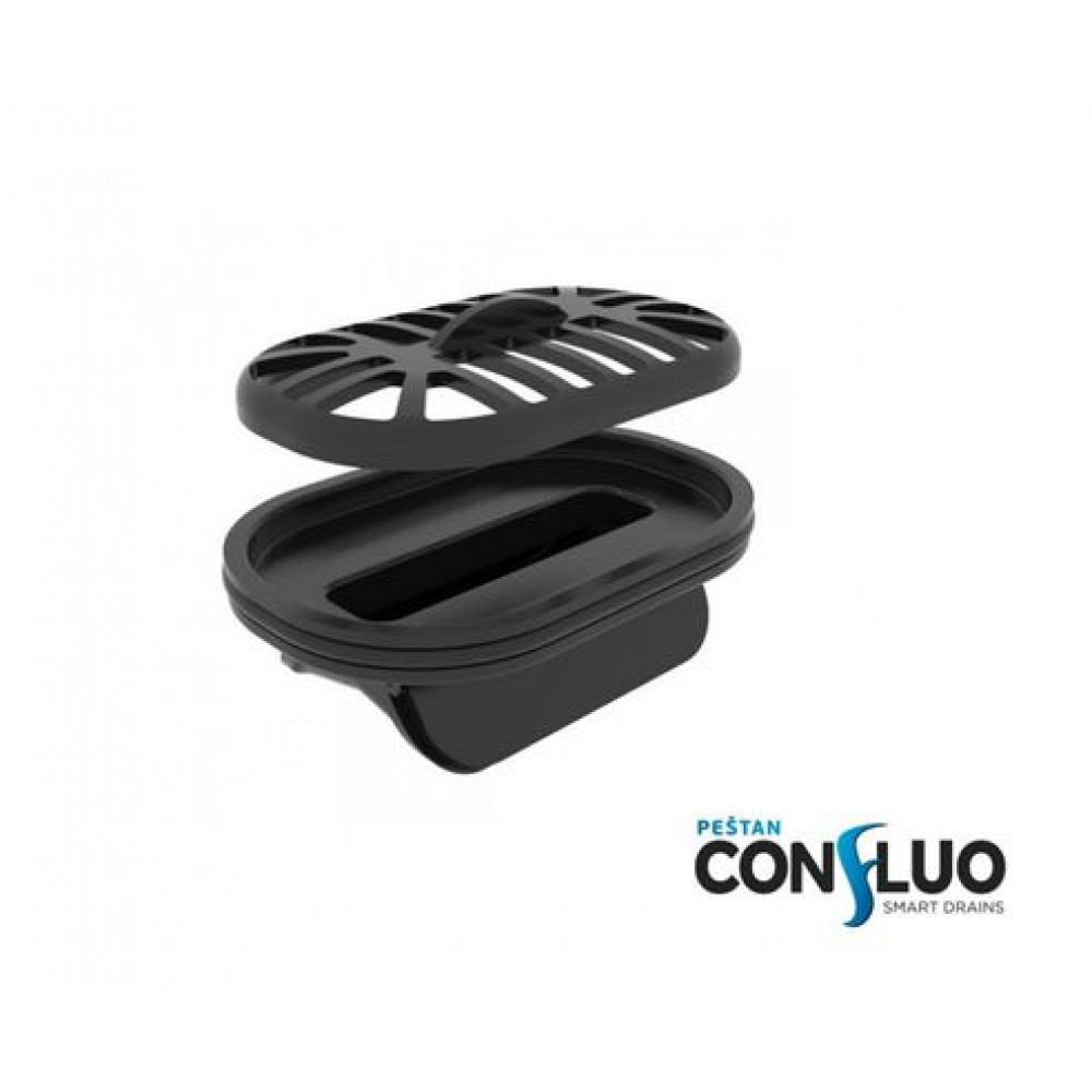 Душевой лоток Pestan Confluo Premium Line 550 White Glass Gold, 12*55 см, золото/белый (13100121)