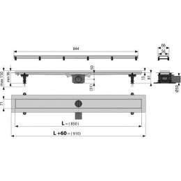Душевой лоток Alcadrain Fit&Go 850 с двухсторонней решеткой хром (AG071401850)