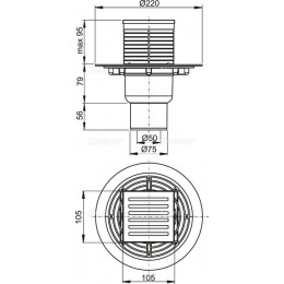 Душевой трап Alcadrain 105х105/50/75 решетка из нерж стали (APV203)