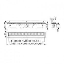 Водоотводящий желоб Alcadrain Flexible для перфорированной решетки с регулируемым краем, к стене