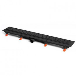 Душевой лоток AZARIO D50 Medium 1050 мм, боковой слив, пластиковый, перфорированная решетка, черный (AZ-CH 1050/50 MC)