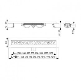 Водоотводящий желоб Alcadrain Low, с решеткой Антивандал