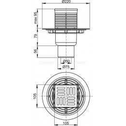 Душевой трап Alcadrain 105х105/50/75 решетка из нерж стали (APV201)