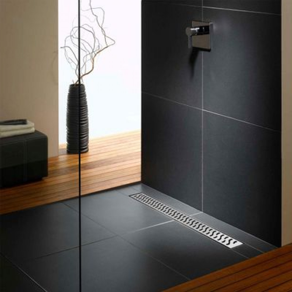 Душевой лоток AZARIO D40 Harmony 450 мм, боковой слив, пластиковый, перфорированная решетка, рамка из нержавеющей стали (AZ-CH 450 HN)