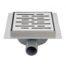 Трап для душа AZARIO 150х150 металлический, поворотный сифон 360°, перфорированная решетка, горизонтальный выпуск (AZZ3150)