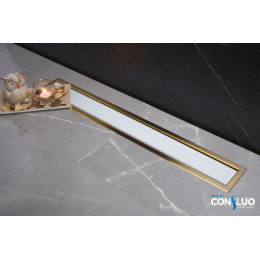 Душевой лоток Pestan Confluo Premium Line 550 White Glass Gold, 12*55 см, золото/белый (13100121)